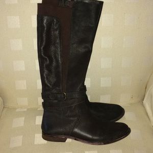 Lucky Brand deep brown leather boots with inset